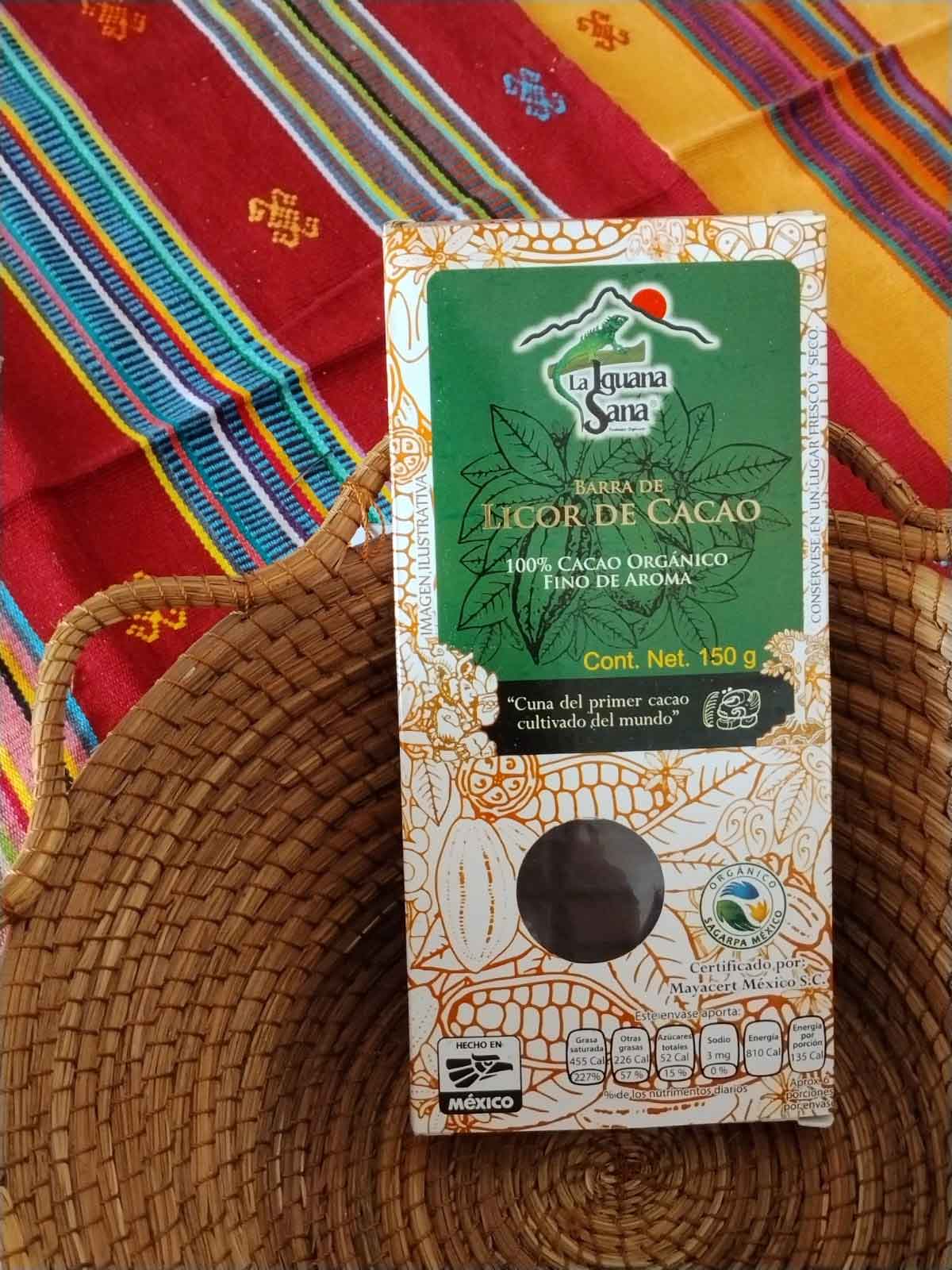 La iguana Sana Barra de Licor de Cacao 150g. 100%