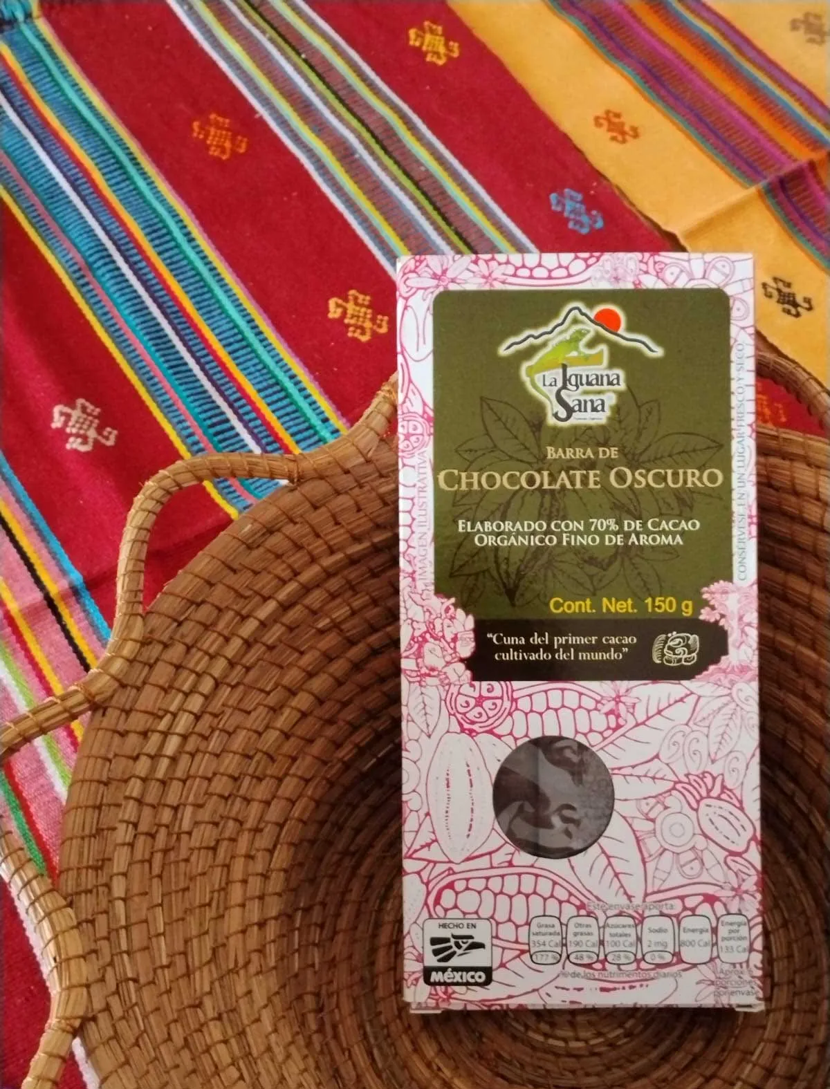 La Iguana Sana Barra de Chocolate Oscuro 150 g, 70% cacao